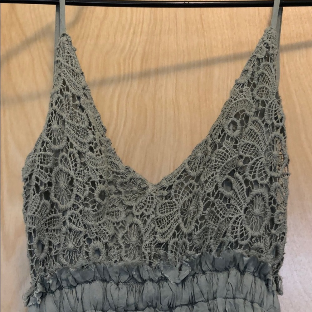 Sage green boho maxi dress